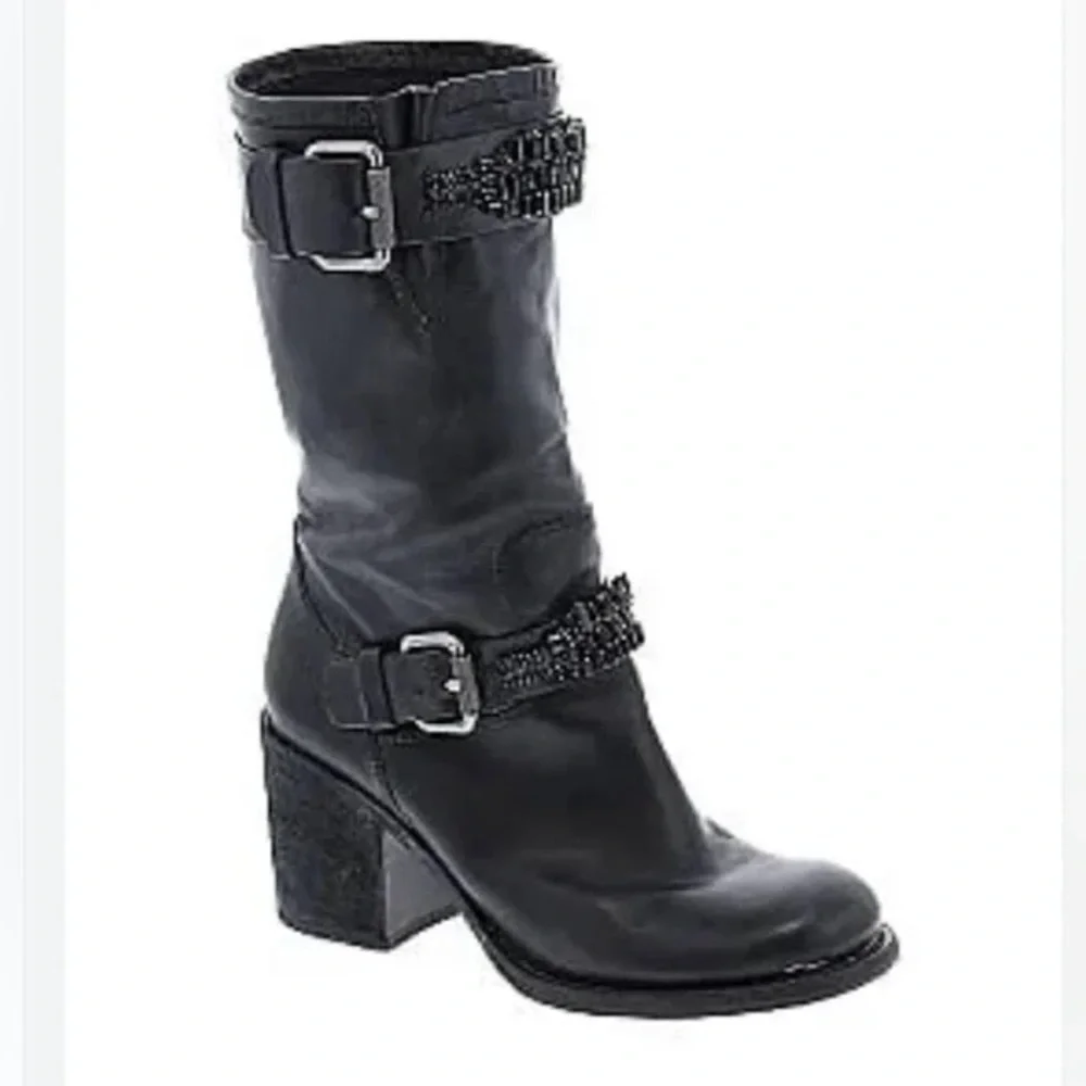 Vera Wang Lavender Label Jeweled Moto Boots - Size 6 - Picture 3 of 8